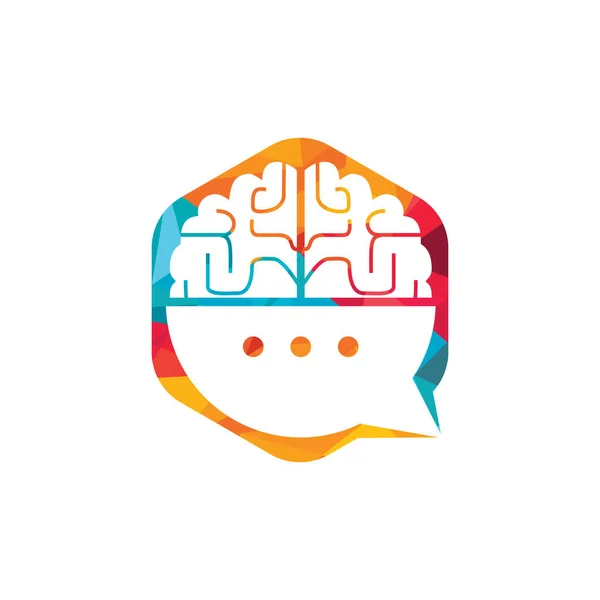 Modèle Logo Vectoriel Chat Cerveau Cerveau Consulter Logo Design Concept — Image vectorielle