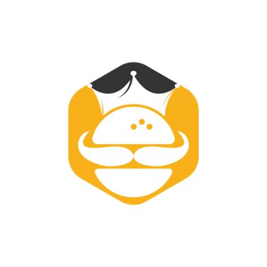 Burger King vektör logosu tasarımı. Taç ve bıyık simgesi olan hamburger logosu.