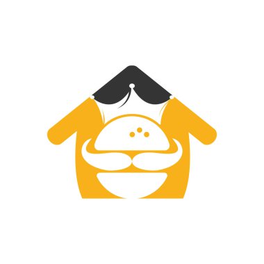 Burger King vektör logosu tasarımı. Taç ve bıyık simgesi olan hamburger logosu.