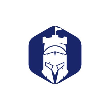 Sparta kalesi logo tasarım şablonu. Savaşçı Spartalı logo tasarım şablonu.