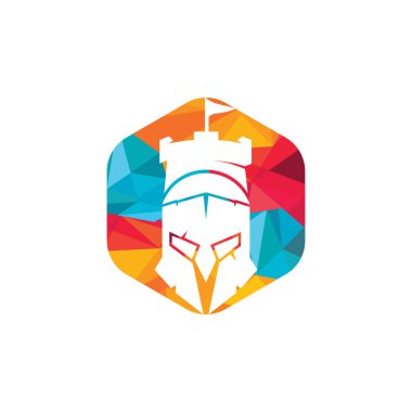 Sparta kalesi logo tasarım şablonu. Savaşçı Spartalı logo tasarım şablonu.