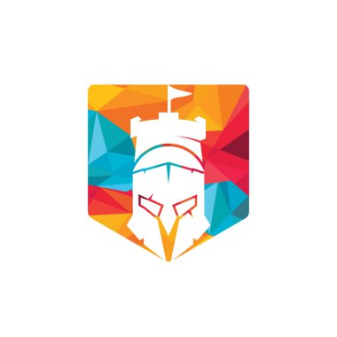 Sparta kalesi logo tasarım şablonu. Savaşçı Spartalı logo tasarım şablonu.