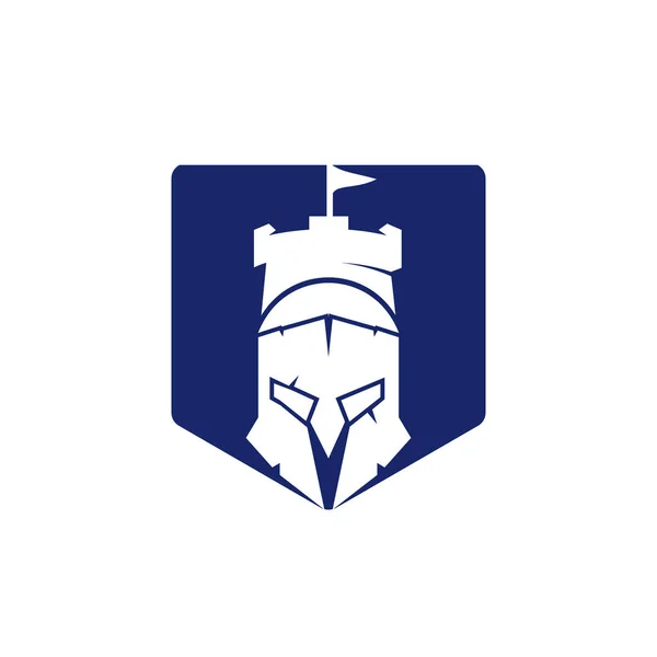 Spartan Castle Vektor Logo Design Šablony Šablona Designu Loga Warrior — Stockový vektor
