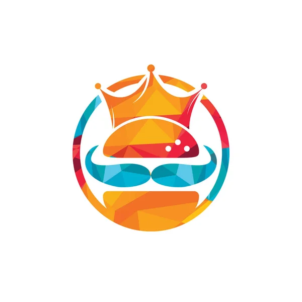 Burger King Logo Vectoriel Design Burger Avec Couronne Icône Moustache — Image vectorielle