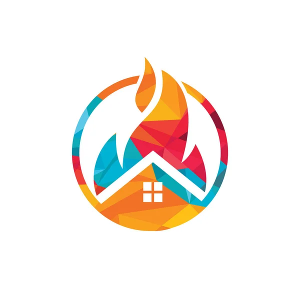 Modèle Conception Logo Vecteur Feu Maison Prévention Des Incendies Alarme — Image vectorielle
