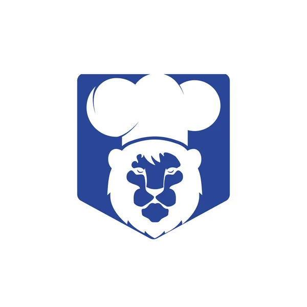 Modelo Design Logotipo Vetor Leão Chef Restaurante Alimentos Logotipo Conceito — Vetor de Stock