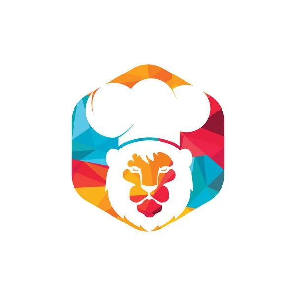 Modelo Design Logotipo Vetor Leão Chef Restaurante Alimentos Logotipo Conceito — Vetor de Stock