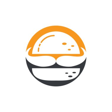 Burger King vektör logosu tasarımı. Taç ve bıyık simgesi olan hamburger logosu.