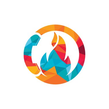 Acil çağrı vektör logosu tasarımı konsepti. El ayarı ve ateş simgesi.