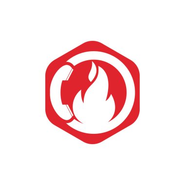 Acil çağrı vektör logosu tasarımı konsepti. El ayarı ve ateş simgesi.