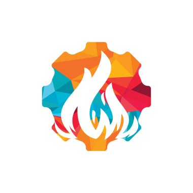 Vites ve ateş vektör logosu dizayn şablonu.