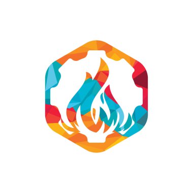 Vites ve ateş vektör logosu dizayn şablonu.