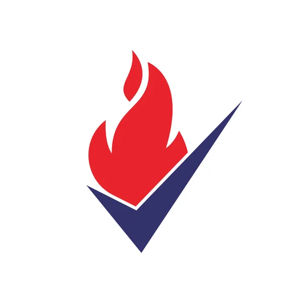 Plantilla Diseño Logotipo Vector Comprobación Fuego Diseño Icono Fuego Marca — Archivo Imágenes Vectoriales