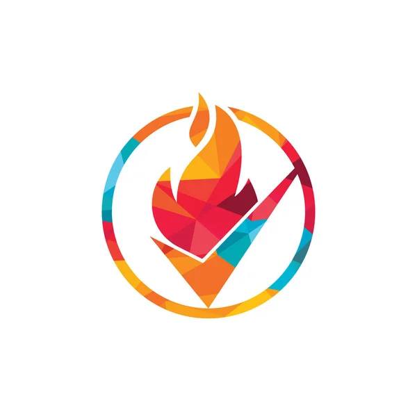 Plantilla Diseño Logotipo Vector Comprobación Fuego Diseño Icono Fuego Marca — Archivo Imágenes Vectoriales