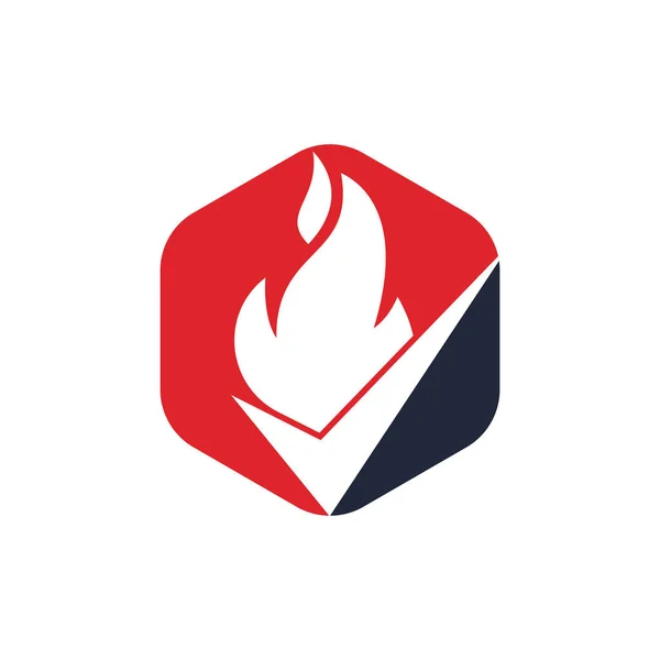 Plantilla Diseño Logotipo Vector Comprobación Fuego Diseño Icono Fuego Marca — Archivo Imágenes Vectoriales