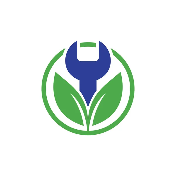 Anahtar Yaprağı Vektör Logosu Tasarım Şablonu Tamir Hizmeti Yaprağı Doğa — Stok Vektör