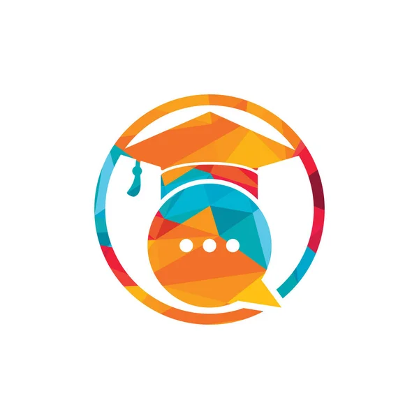 Шаблон Логотипа Студенческого Чата Chat Bubble Graduate Cap Design — стоковый вектор