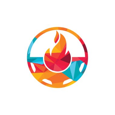 Vites ve ateş vektör logosu dizayn şablonu.