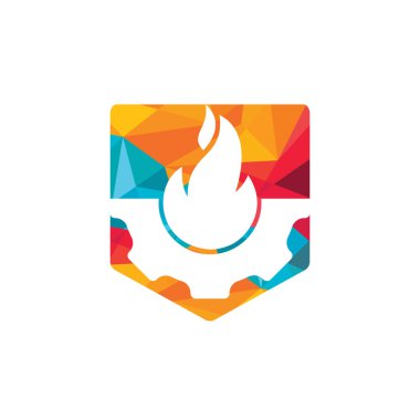 Vites ve ateş vektör logosu dizayn şablonu.