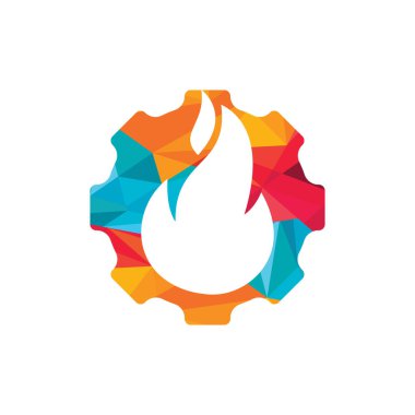 Vites ve ateş vektör logosu dizayn şablonu.