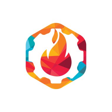 Vites ve ateş vektör logosu dizayn şablonu.