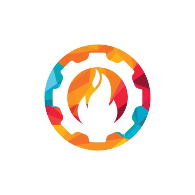 Vites ve ateş vektör logosu dizayn şablonu.