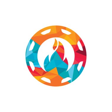 Vites ve ateş vektör logosu dizayn şablonu.