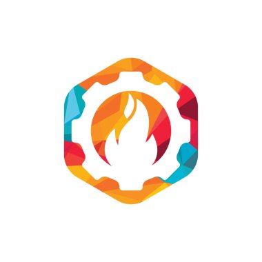 Vites ve ateş vektör logosu dizayn şablonu.