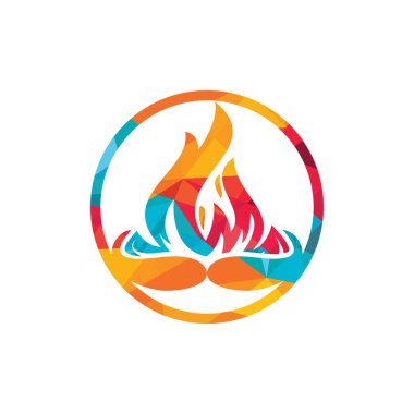 Bıyıklı ateş vektör logosu tasarımı. Restoran ya da mutfak tasarım şablonu.