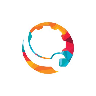 Anahtar dişli logo vektör tasarımı. Onarım servisi, vektör illüstrasyonu.