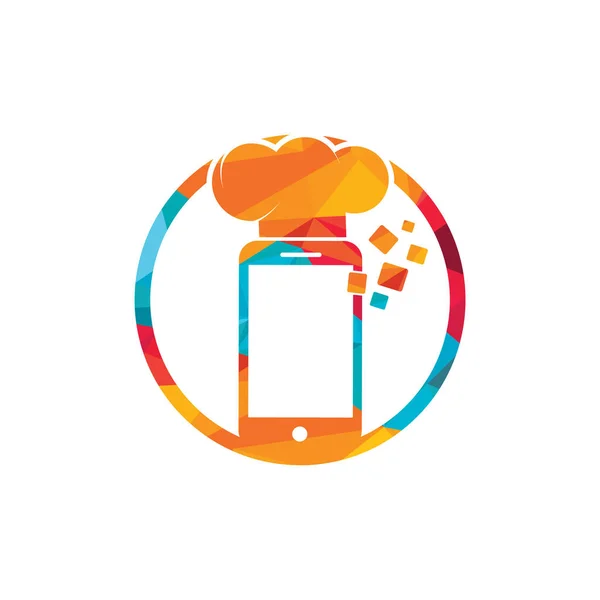 Mobile chef logo vector design. Food phone online logo vector icon illustration.