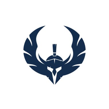 Kanat vektör logosuna sahip Spartalı savaşçı. Savaşçı şövalye logosu tasarımı.