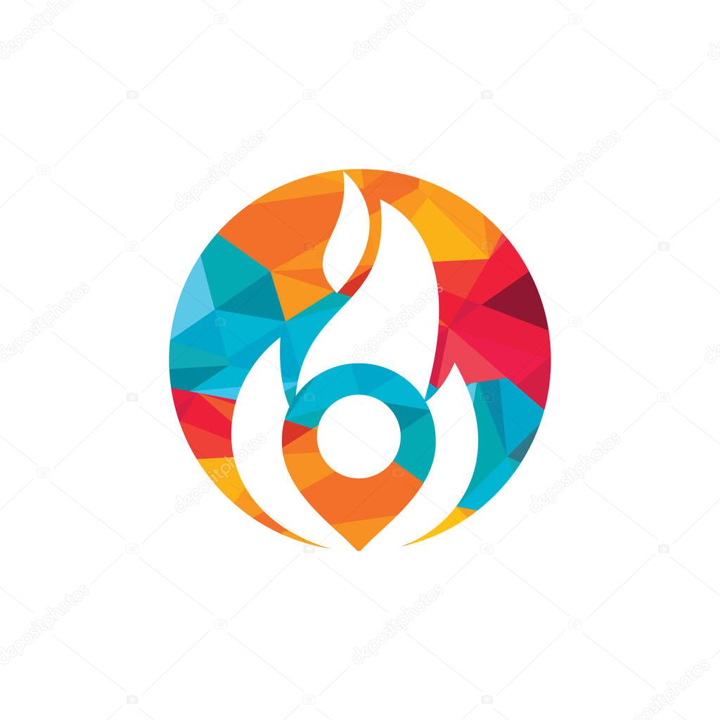 Fire pin vector logo design template. Fire location logo design concept.