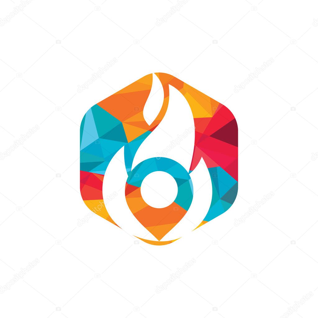 Fire pin vector logo design template. Fire location logo design concept.