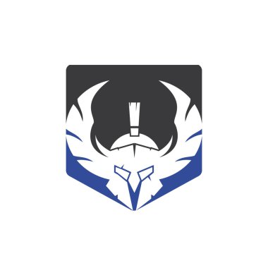 Kanat vektör logosuna sahip Spartalı savaşçı. Savaşçı şövalye logosu tasarımı.
