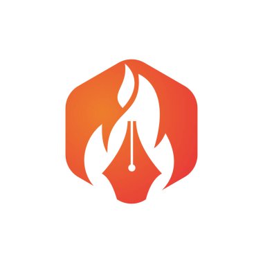 Ateş Kalemi vektör logosu tasarımı. Seksi yazar vektör logosu simgesi.