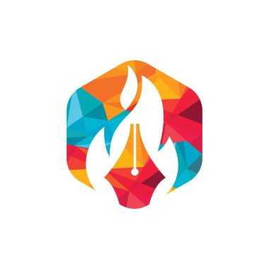 Ateş Kalemi vektör logosu tasarımı. Seksi yazar vektör logosu simgesi.