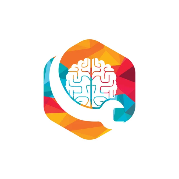 Ремонт Мозку Векторний Дизайн Логотипу Дизайн Логотипу Значка Мозку Ключа — стоковий вектор