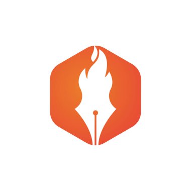 Ateş Kalemi vektör logosu tasarımı. Seksi yazar vektör logosu simgesi.