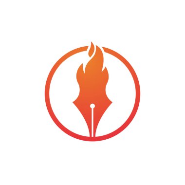 Ateş Kalemi vektör logosu tasarımı. Seksi yazar vektör logosu simgesi.