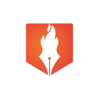 Ateş Kalemi vektör logosu tasarımı. Seksi yazar vektör logosu simgesi.