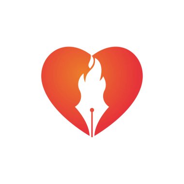 Ateş Kalemi vektör logosu tasarımı. Seksi yazar aşk vektör logosu simgesi.