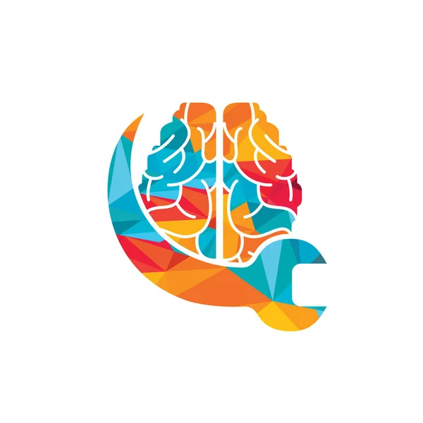 Ремонт Мозку Векторний Дизайн Логотипу Дизайн Логотипу Значка Мозку Ключа — стоковий вектор