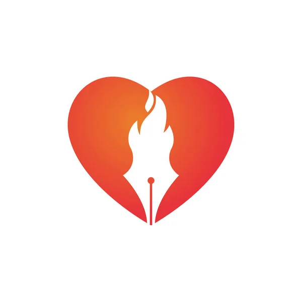 Fire Pen Vektor Logo Designkonzept Heiße Schriftsteller Liebe Vektor Logo — Stockvektor