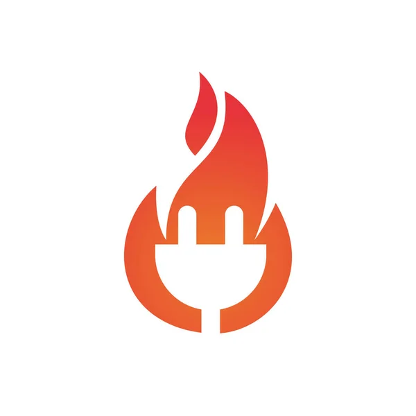 Stecker Mit Feuer Symbol Logo Design Brandschutzkonzept — Stockvektor