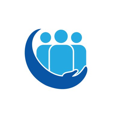 İnsanlar ya da aile bakım vektör logosu tasarımı. El ve insan simgesi tasarımı.