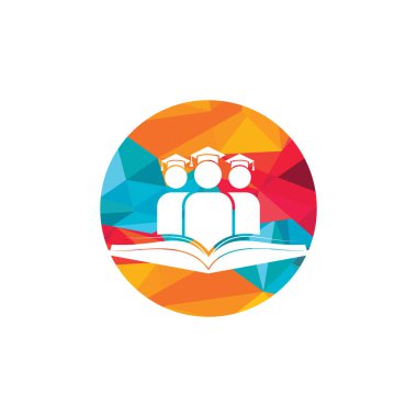 Eğitim ve öğrenme vektör logosu tasarımı. Öğrenciler ve kitap simgesi tasarımı.