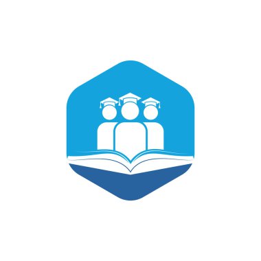 Eğitim ve öğrenme vektör logosu tasarımı. Öğrenciler ve kitap simgesi tasarımı.