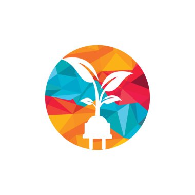 Yeşil enerji elektrik logosu konsepti. Ağaçlı elektrik dolgu simgesi.