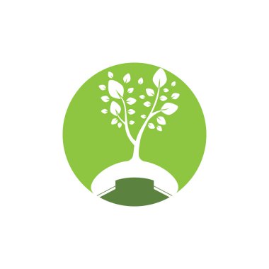 Doğanın vektör logosu tasarımı. El-set ağaç simgesi tasarım şablonu.